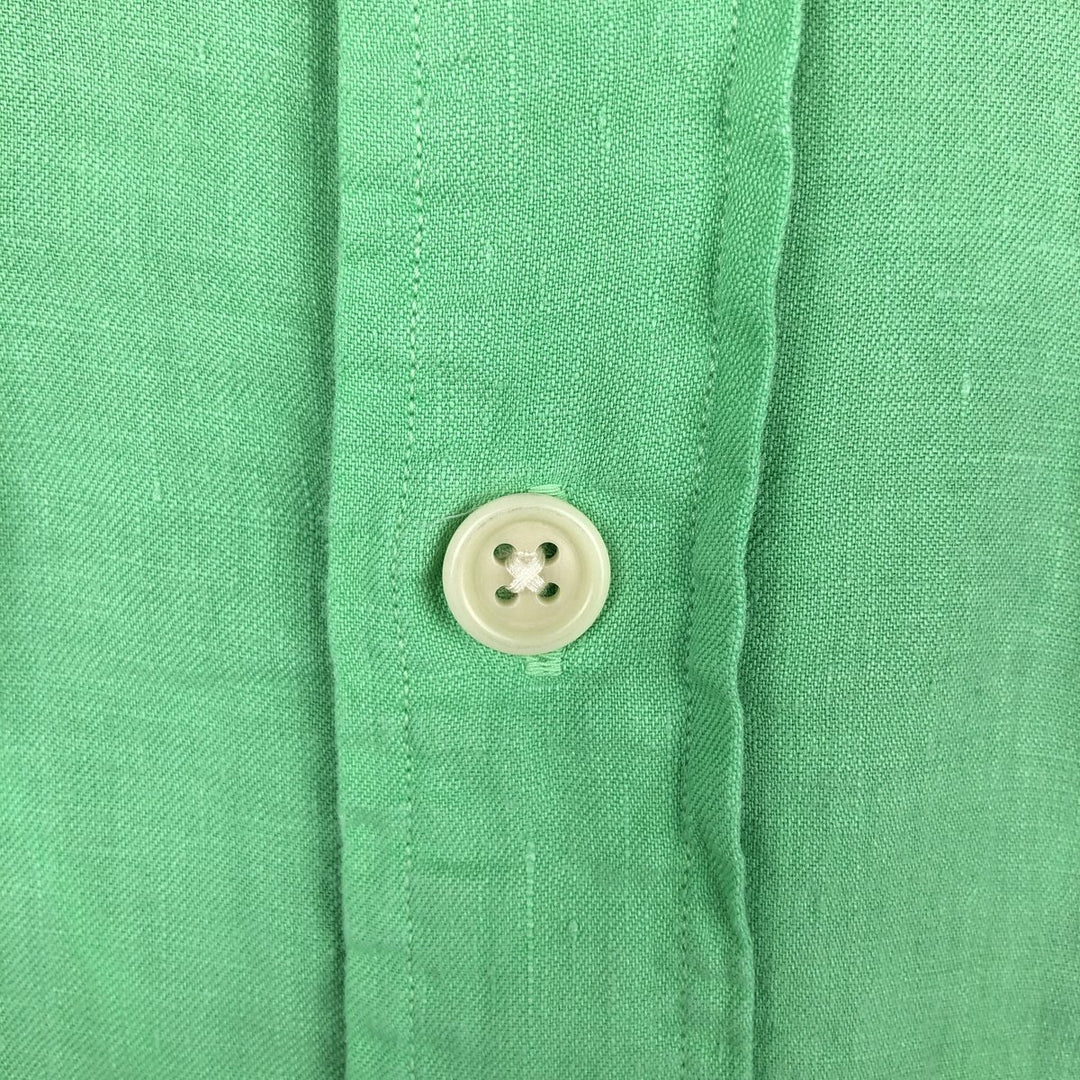 Ralph Lauren long-sleeved linen shirt, men's size S (approx.) linen Mint green Vintage Second Hand