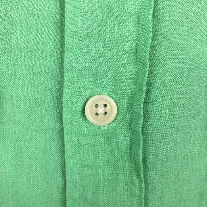 Ralph Lauren long-sleeved linen shirt, men's size S (approx.) linen Mint green Vintage Second Hand