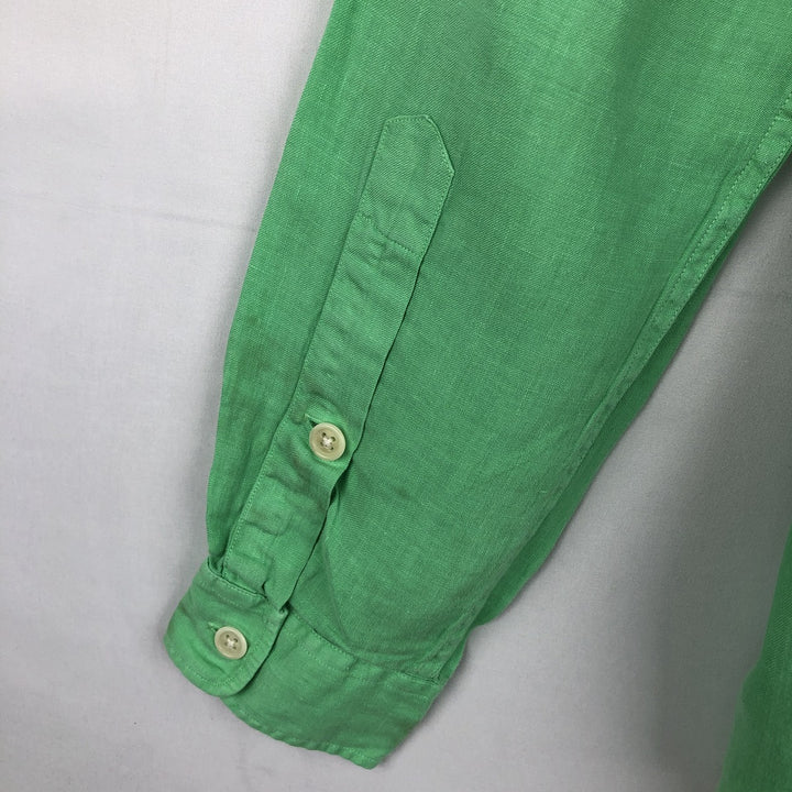 Ralph Lauren long-sleeved linen shirt, men's size S (approx.) linen Mint green Vintage Second Hand