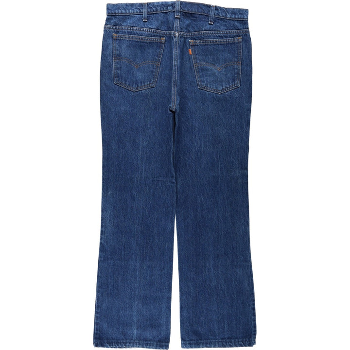 1980'S Levi's 40517-0215 Orange Tab Bootcut Denim Pants, Made in USA, Men's W35 (approx.), Vintage unclear blue type Vintage Second Hand