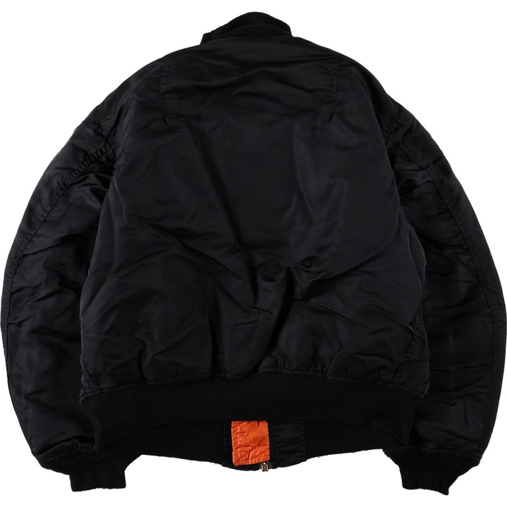 Civilian-made 1990'S MA-1 type padded military flight jacket, made in the USA, men's size L equivalent. Nylon black type Vintage Second Hand