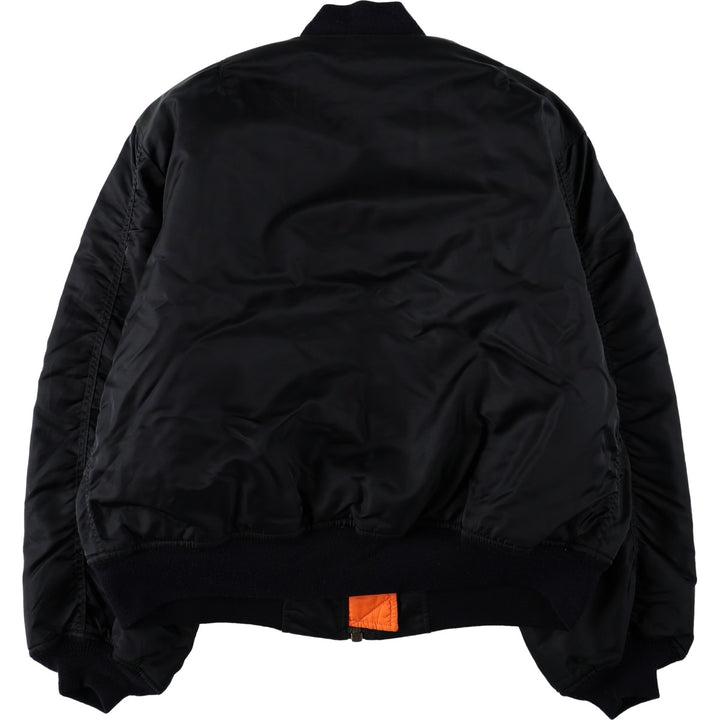 Civilian product SCHOTT MA-1 type padded military flight jacket, men's size L Nylon black type Vintage Second Hand