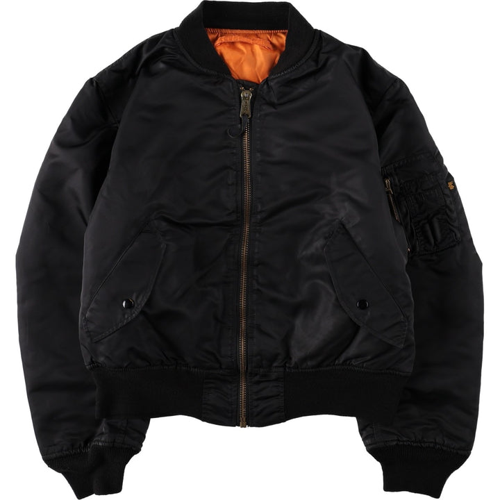 Civilian 90'S Alpha MA-1 style padded military flight jacket, made in the USA, men's size L Nylon black type Vintage Second Hand