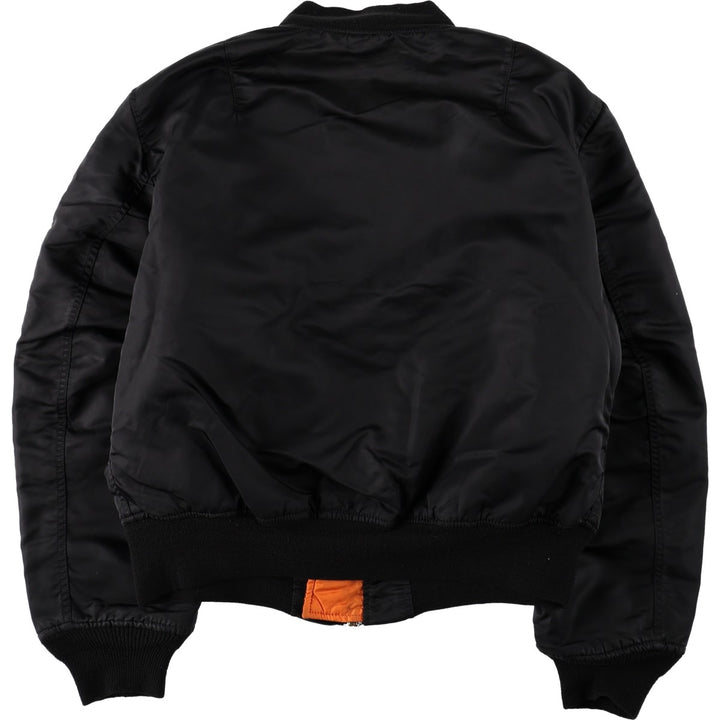 Civilian 90'S Alpha MA-1 style padded military flight jacket, made in the USA, men's size L Nylon black type Vintage Second Hand