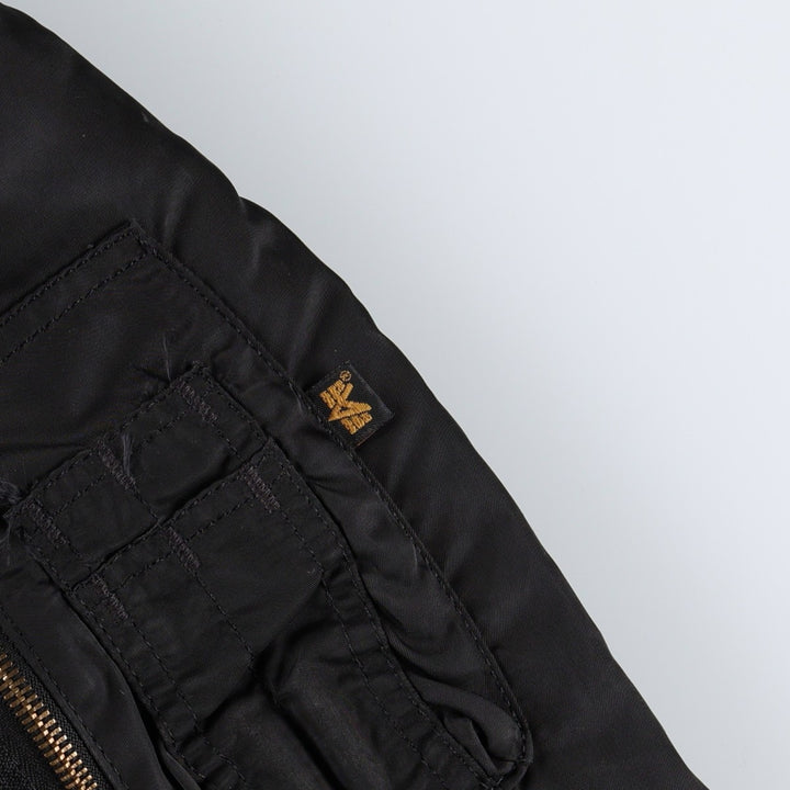 Civilian 90'S Alpha MA-1 style padded military flight jacket, made in the USA, men's size L Nylon black type Vintage Second Hand