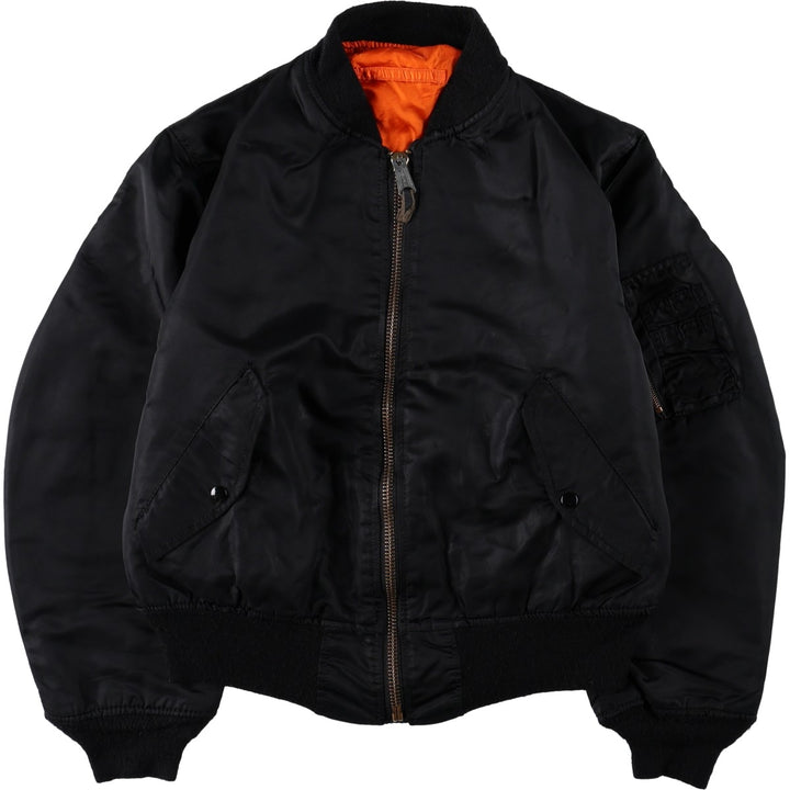 Civilian-made 1990'S Alpha Industries MA-1 type padded military flight jacket, made in the USA, size MEDIUM (equivalent to men's M). Nylon black type Vintage Second Hand