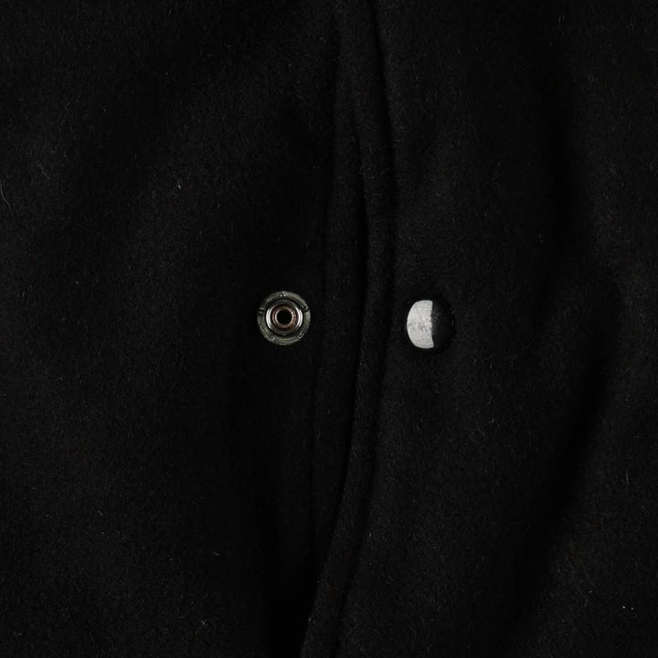 STEWART & STRAUSS Padded Leather Sleeve Wool Button Varsity Jacket, Men's Size XL wool black type Vintage Second Hand