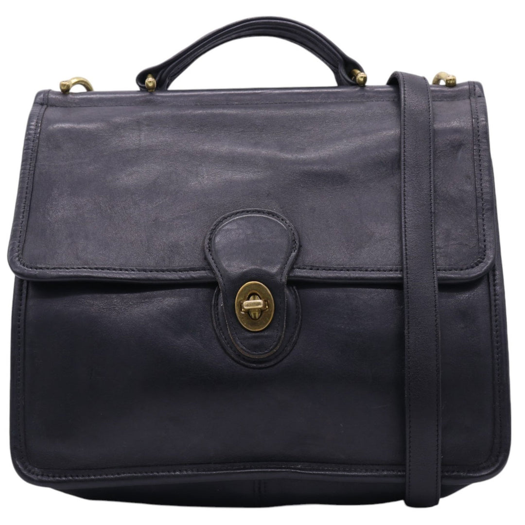 Coach Turnlock 2-Way Shoulder Bag genuine leather black type Vintage Second Hand