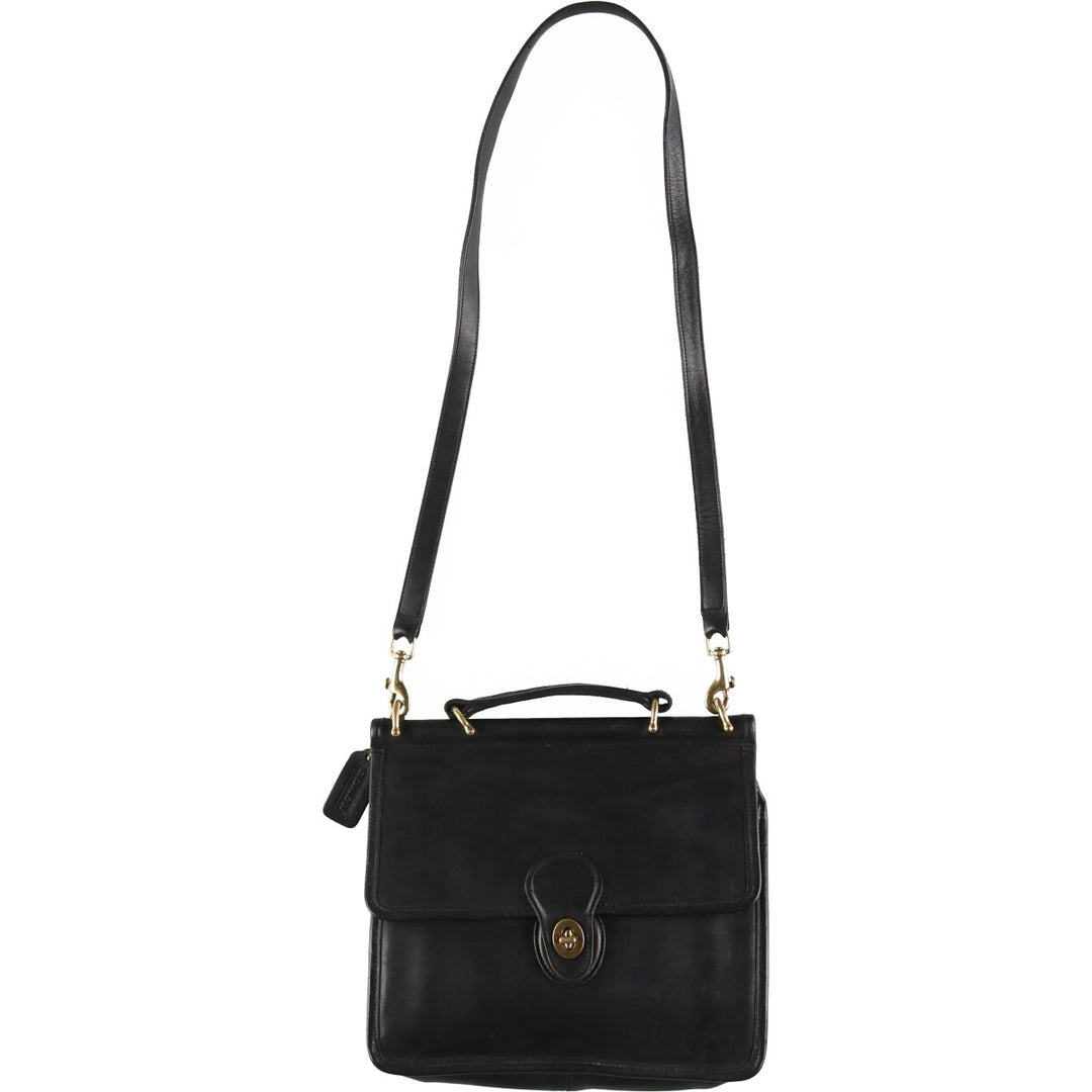 Coach Turnlock 2-Way Shoulder Bag genuine leather black type Vintage Second Hand