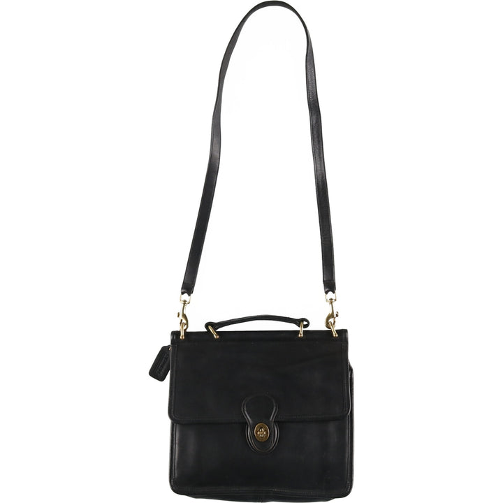 Coach Turnlock 2-Way Shoulder Bag genuine leather black type Vintage Second Hand