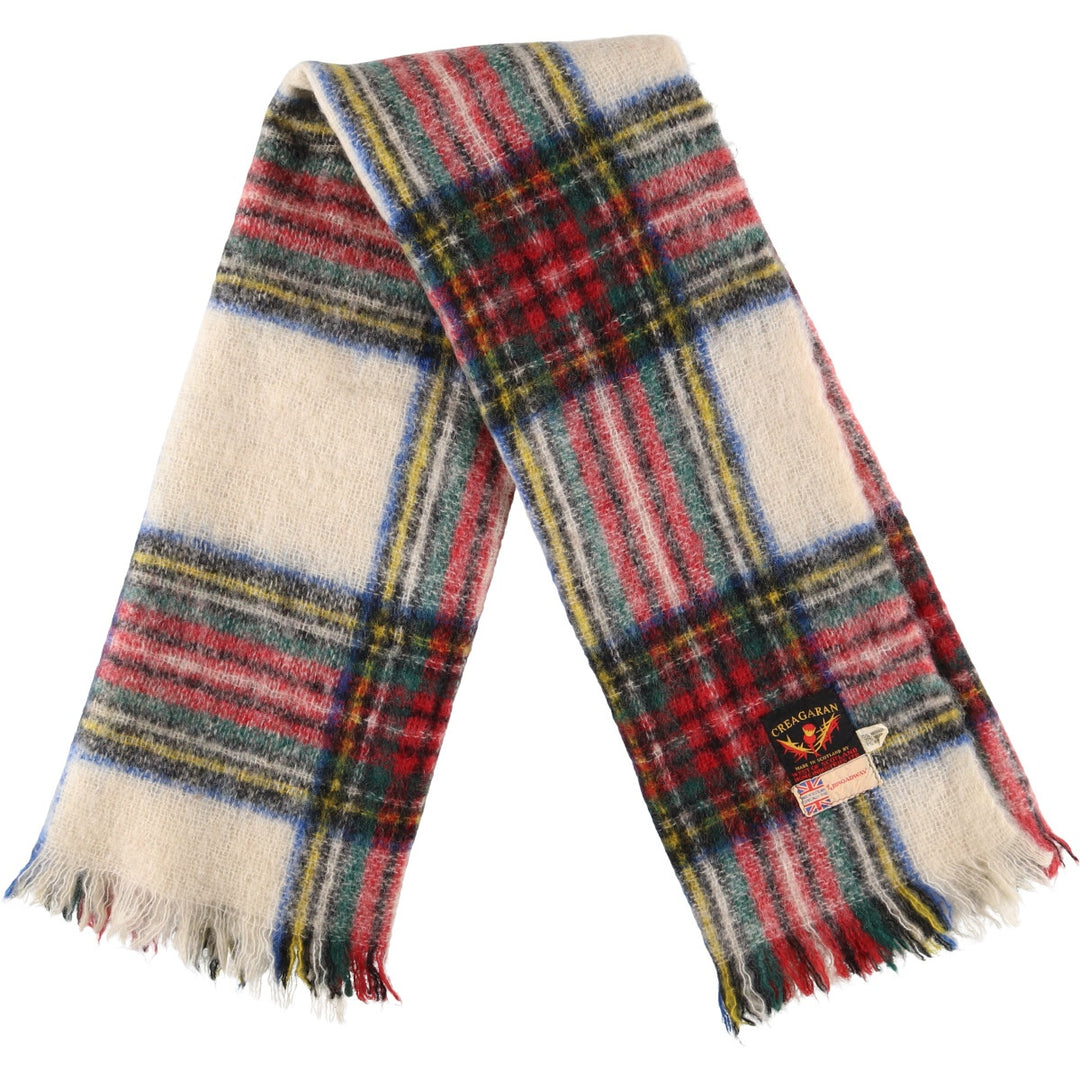 Big size CREAGARAN tartan check mohair scarf made in Scotland vintage /gaa003596