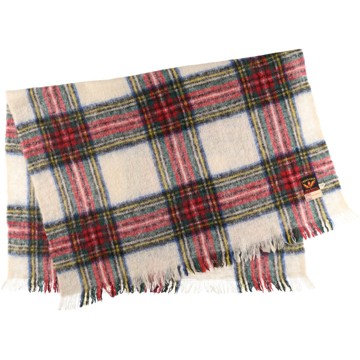 Big size CREAGARAN tartan check mohair scarf made in Scotland vintage /gaa003596