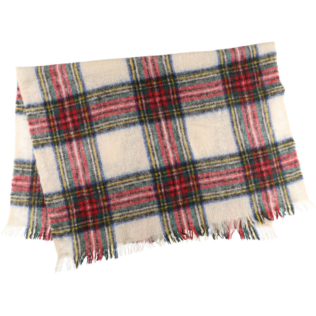 Big size CREAGARAN tartan check mohair scarf made in Scotland vintage /gaa003596