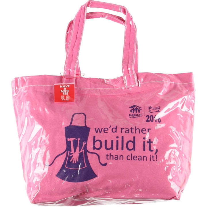 Vintage T-shirt Remake Tote T-shirt Remake Tote Bag Plastics Tote Bag unclear pink type Vintage Second Hand