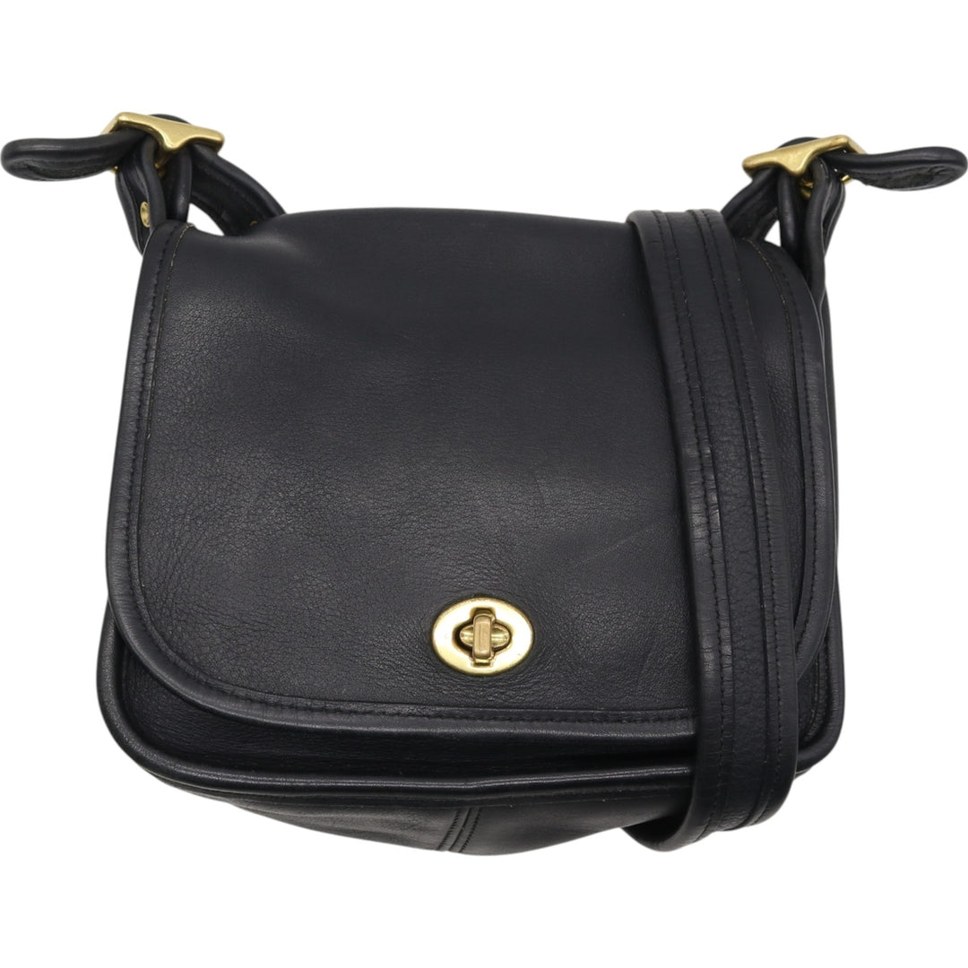 90'S Coach Old Coach Turnlock Shoulder Bag, Vintage, Made in USA genuine leather black type Vintage Second Hand