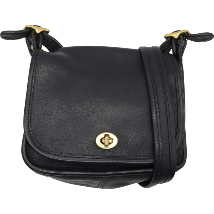 90'S Coach Old Coach Turnlock Shoulder Bag, Vintage, Made in USA genuine leather black type Vintage Second Hand