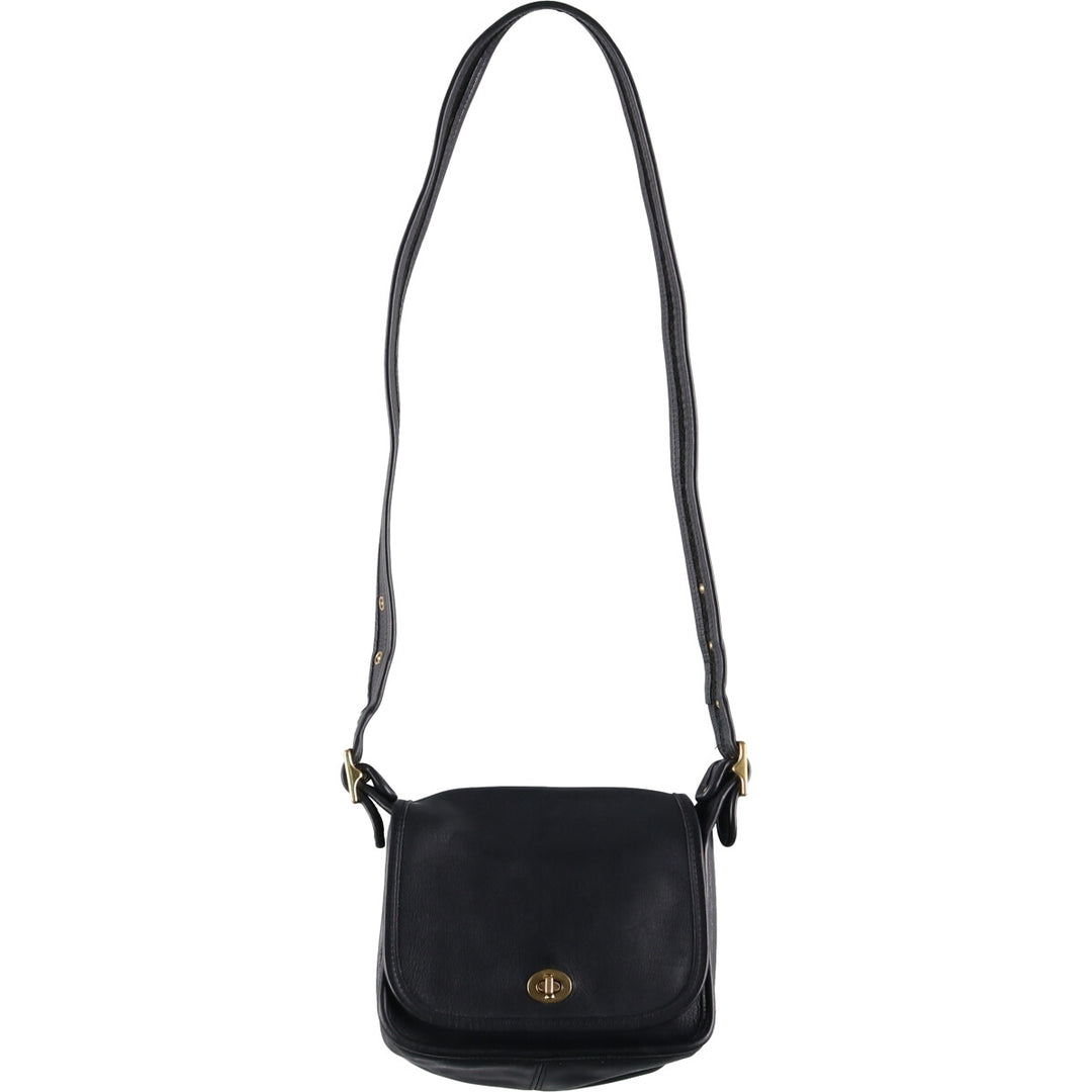 90'S Coach Old Coach Turnlock Shoulder Bag, Vintage, Made in USA genuine leather black type Vintage Second Hand