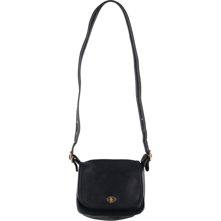 90'S Coach Old Coach Turnlock Shoulder Bag, Vintage, Made in USA genuine leather black type Vintage Second Hand