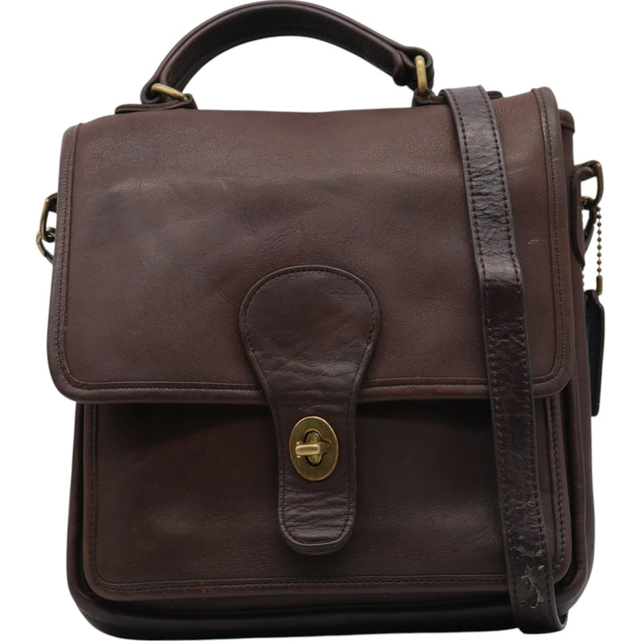 Vintage 1980'S Coach Station Bag, Turnlock 2-Way Shoulder Bag, Made in USA genuine leather brown type Vintage Second Hand