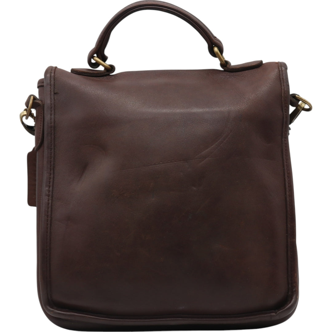 Vintage 1980'S Coach Station Bag, Turnlock 2-Way Shoulder Bag, Made in USA genuine leather brown type Vintage Second Hand