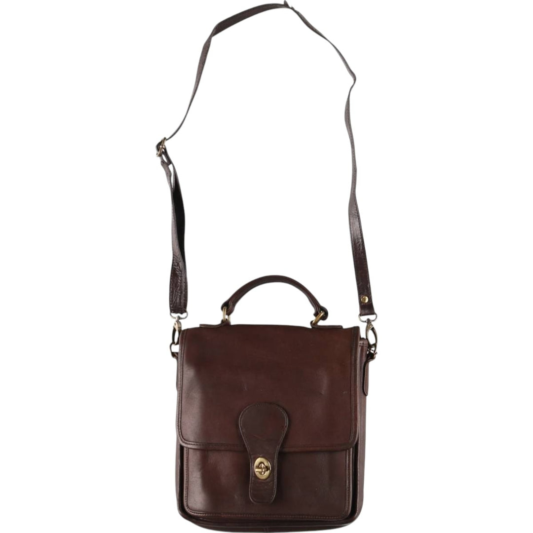 Vintage 1980'S Coach Station Bag, Turnlock 2-Way Shoulder Bag, Made in USA genuine leather brown type Vintage Second Hand