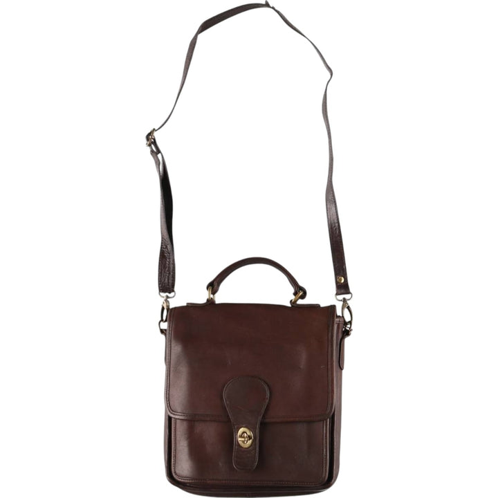 Vintage 1980'S Coach Station Bag, Turnlock 2-Way Shoulder Bag, Made in USA genuine leather brown type Vintage Second Hand