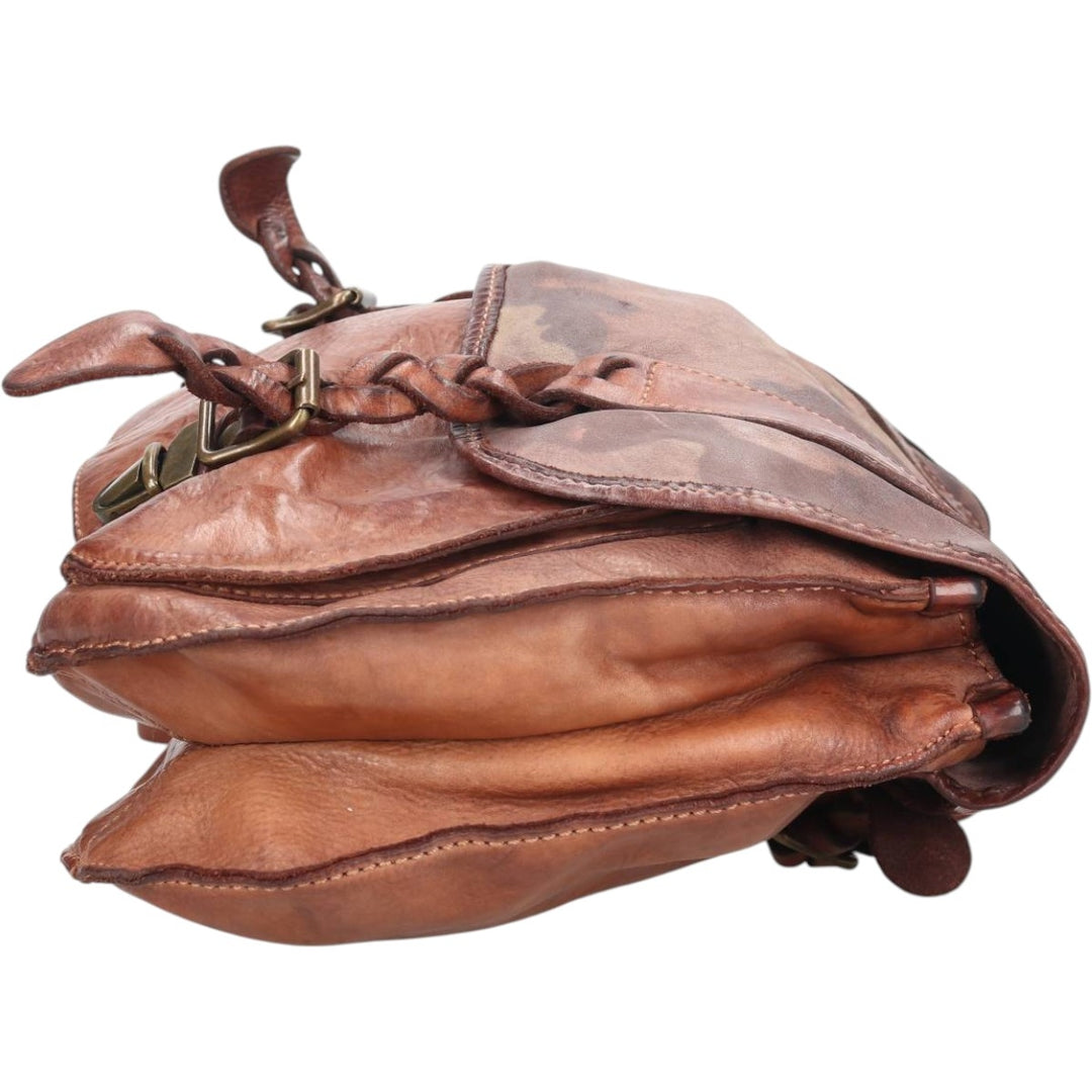 Campomaggi Camouflage Pattern Shoulder Bag, Made in Italy genuine leather brown type Vintage Second Hand