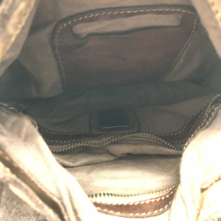 Campomaggi Camouflage Pattern Shoulder Bag, Made in Italy genuine leather brown type Vintage Second Hand