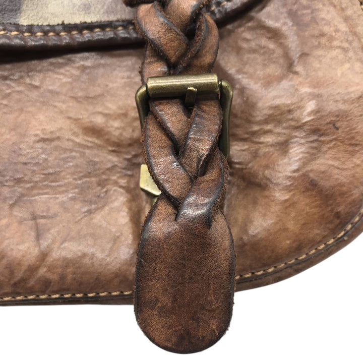 Campomaggi Camouflage Pattern Shoulder Bag, Made in Italy genuine leather brown type Vintage Second Hand