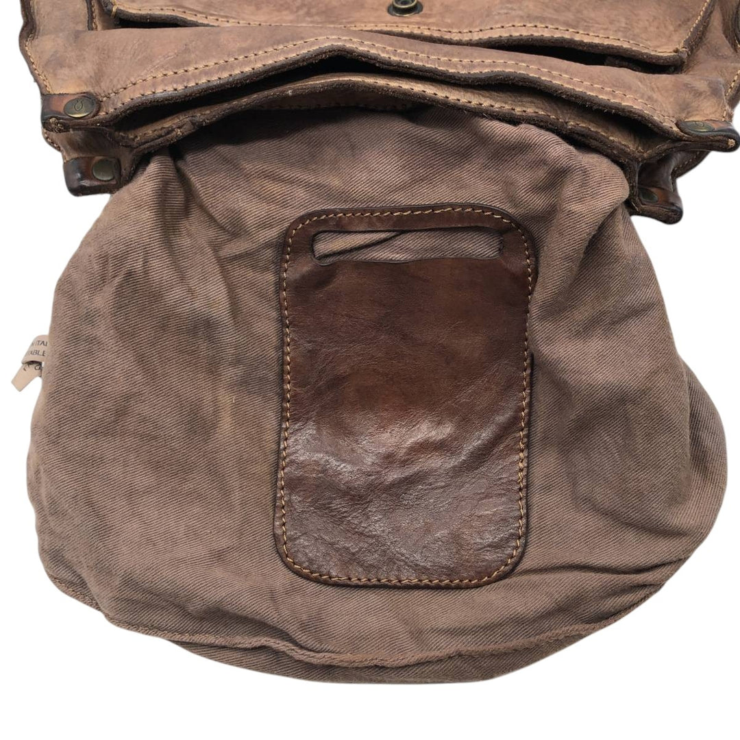 Campomaggi Camouflage Pattern Shoulder Bag, Made in Italy genuine leather brown type Vintage Second Hand