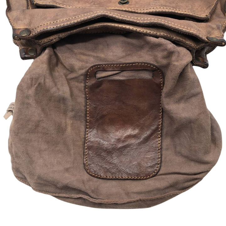 Campomaggi Camouflage Pattern Shoulder Bag, Made in Italy genuine leather brown type Vintage Second Hand