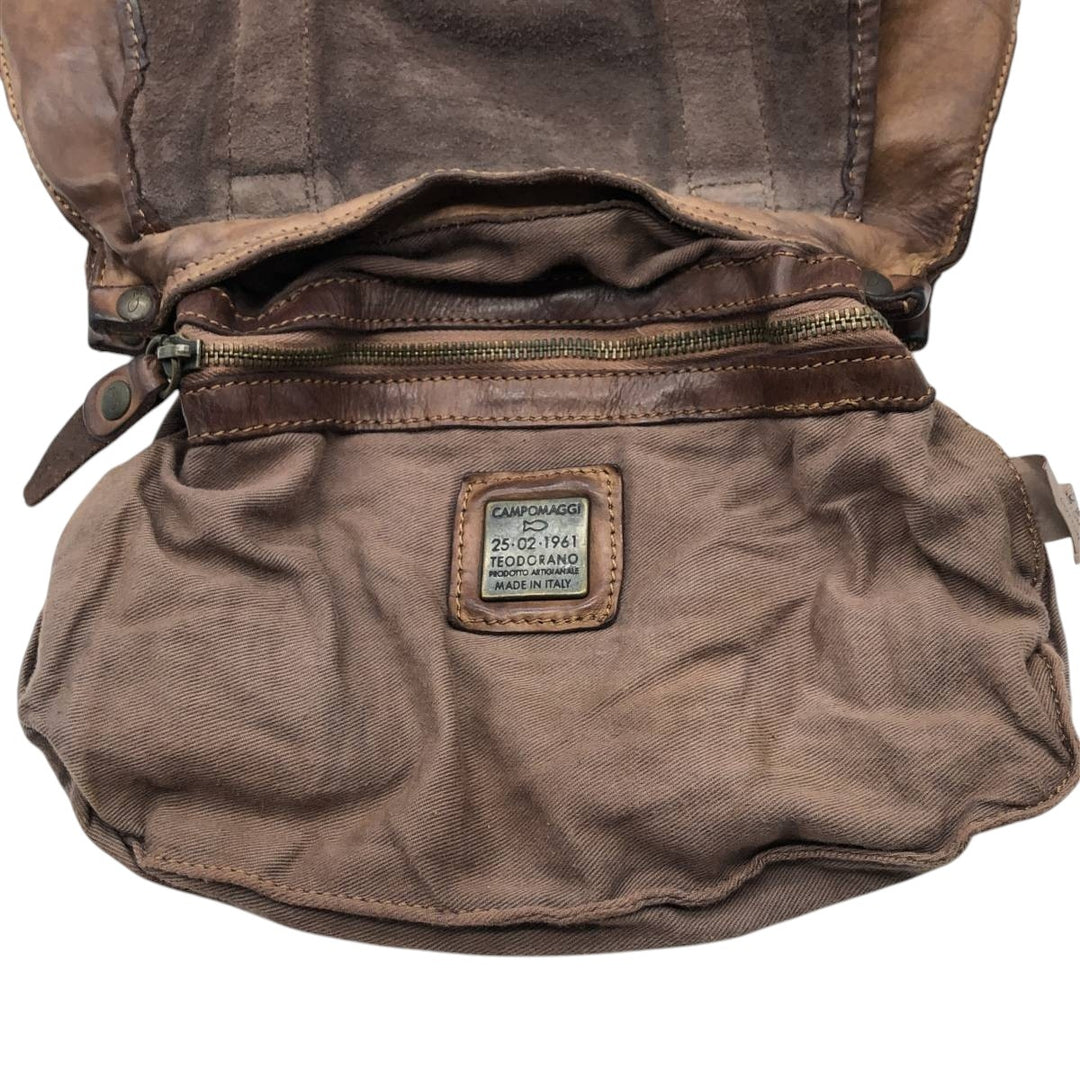 Campomaggi Camouflage Pattern Shoulder Bag, Made in Italy genuine leather brown type Vintage Second Hand