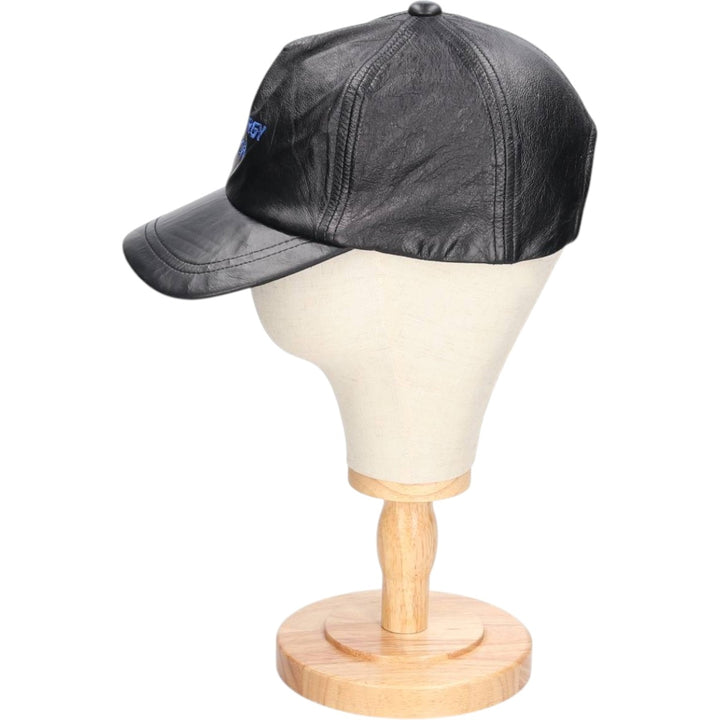 ATM ENERGY TECH Advertising Leather Cap, One Size Fits All, Vintage genuine leather black type Vintage Second Hand