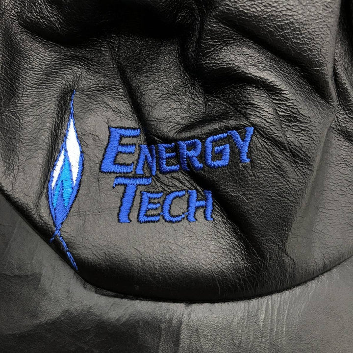 ATM ENERGY TECH Advertising Leather Cap, One Size Fits All, Vintage genuine leather black type Vintage Second Hand