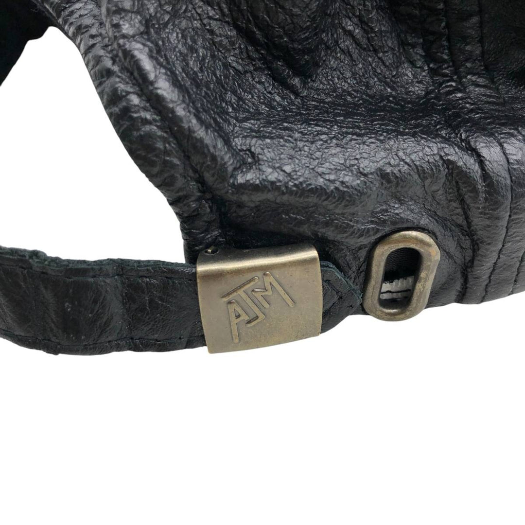 ATM ENERGY TECH Advertising Leather Cap, One Size Fits All, Vintage genuine leather black type Vintage Second Hand