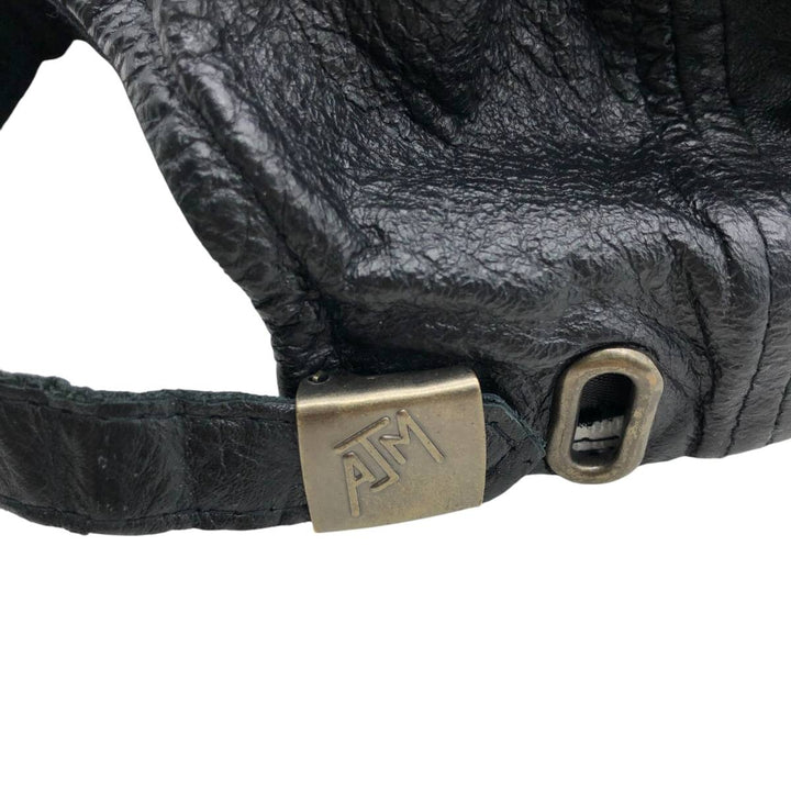 ATM ENERGY TECH Advertising Leather Cap, One Size Fits All, Vintage genuine leather black type Vintage Second Hand