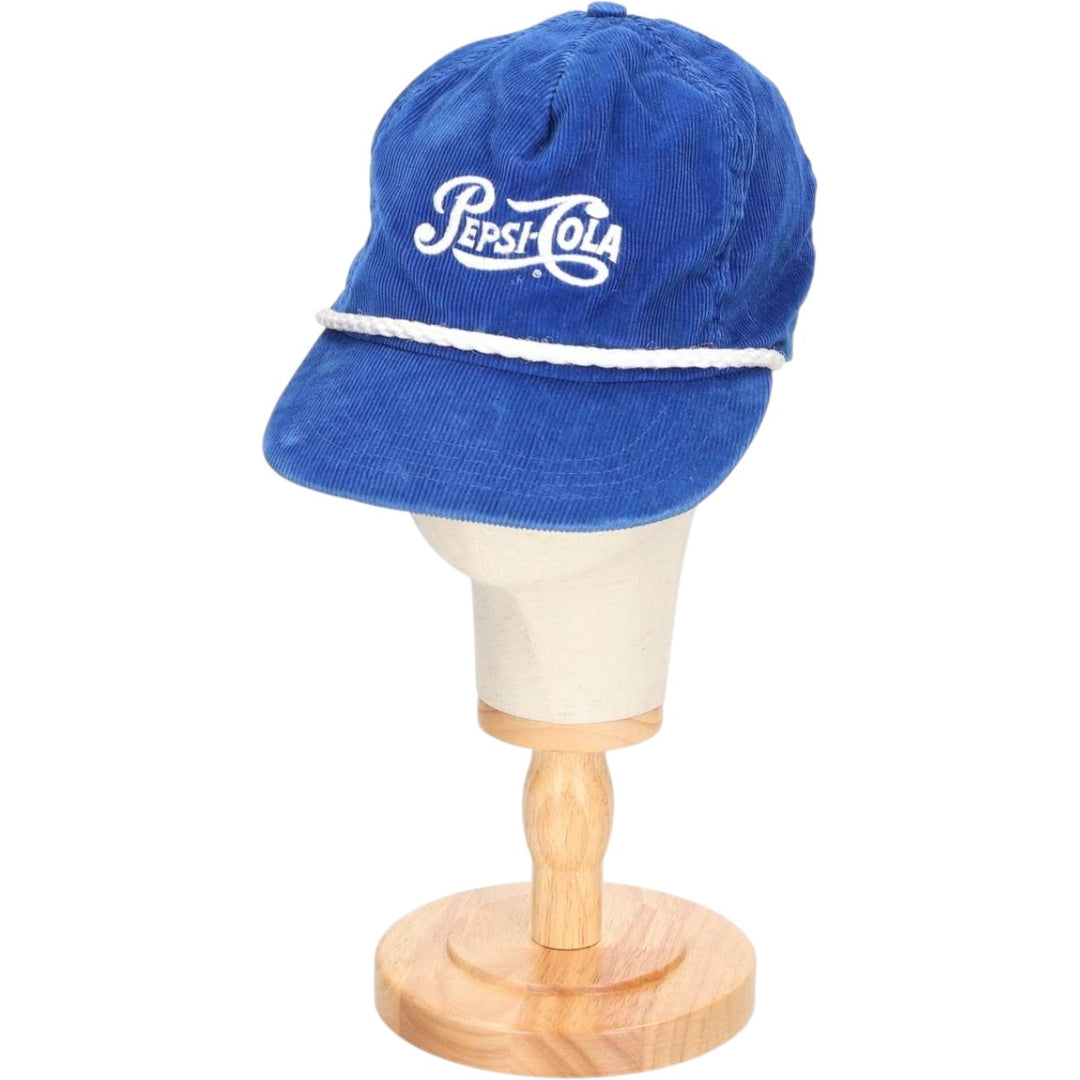 Vintage 1990'S Pepsi-Cola Advertising Corduroy Cap, Made in USA, One Size Fits All unclear blue type Vintage Second Hand