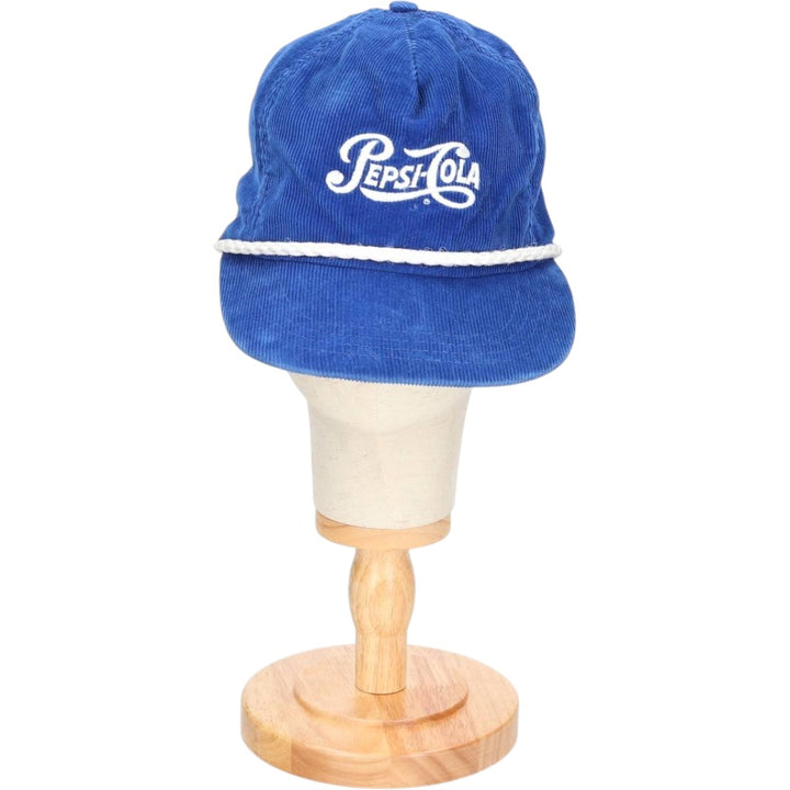 Vintage 1990'S Pepsi-Cola Advertising Corduroy Cap, Made in USA, One Size Fits All unclear blue type Vintage Second Hand