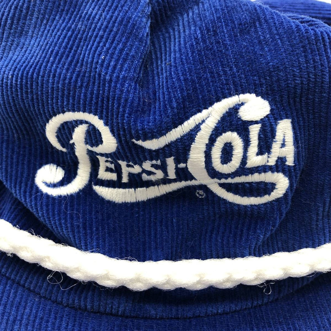 Vintage 1990'S Pepsi-Cola Advertising Corduroy Cap, Made in USA, One Size Fits All unclear blue type Vintage Second Hand