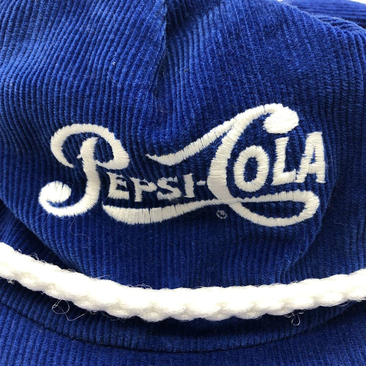 Vintage 1990'S Pepsi-Cola Advertising Corduroy Cap, Made in USA, One Size Fits All unclear blue type Vintage Second Hand