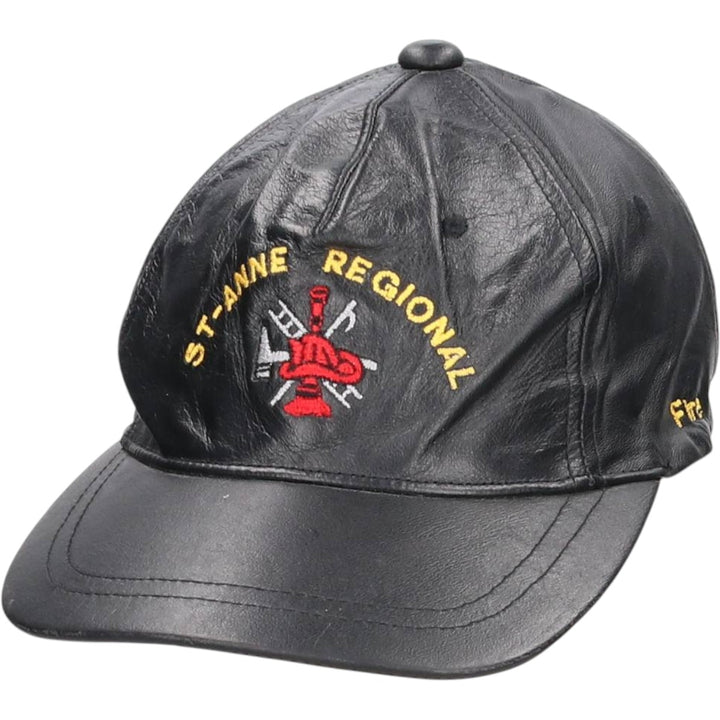 Vintage ATM Leather Cap, One Size Fits All genuine leather black type Vintage Second Hand