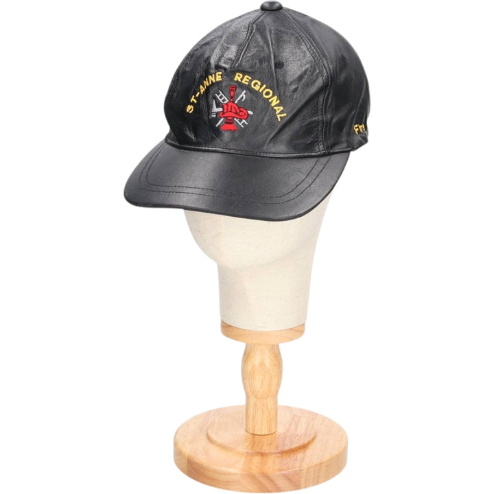 Vintage ATM Leather Cap, One Size Fits All genuine leather black type Vintage Second Hand