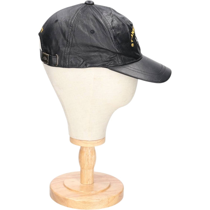 Vintage ATM Leather Cap, One Size Fits All genuine leather black type Vintage Second Hand