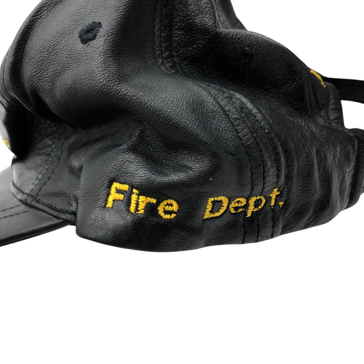 Vintage ATM Leather Cap, One Size Fits All genuine leather black type Vintage Second Hand