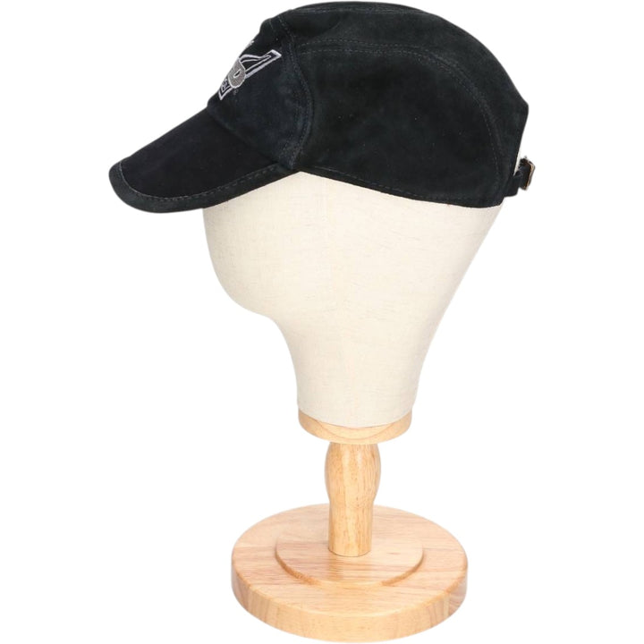 Vintage Harley-Davidson suede leather cap, made in the USA, one size fits all. genuine leather black type Vintage Second Hand
