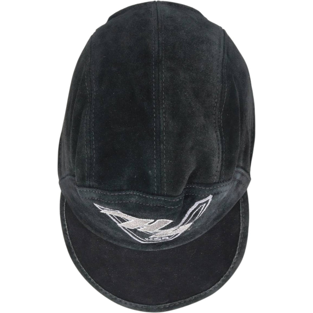 Vintage Harley-Davidson suede leather cap, made in the USA, one size fits all. genuine leather black type Vintage Second Hand
