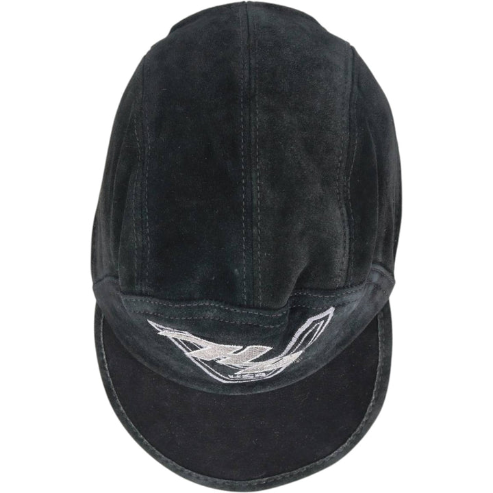 Vintage Harley-Davidson suede leather cap, made in the USA, one size fits all. genuine leather black type Vintage Second Hand