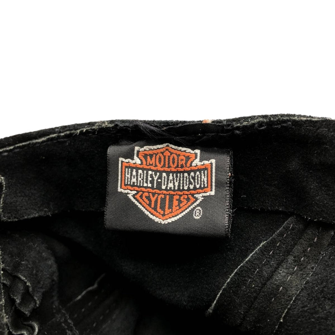 Vintage Harley-Davidson suede leather cap, made in the USA, one size fits all. genuine leather black type Vintage Second Hand