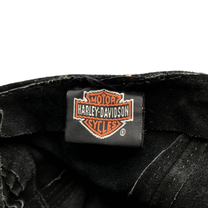 Vintage Harley-Davidson suede leather cap, made in the USA, one size fits all. genuine leather black type Vintage Second Hand