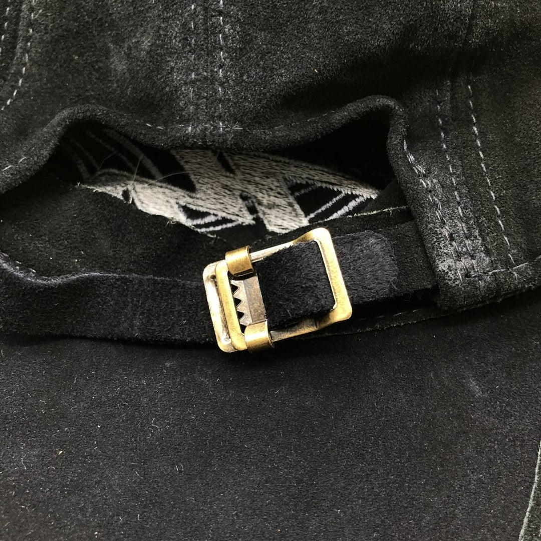 Vintage Harley-Davidson suede leather cap, made in the USA, one size fits all. genuine leather black type Vintage Second Hand